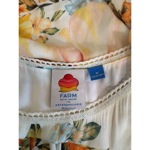 FARM Rio Anthropologie Cluebra Tiered Dress Floral Print Short Sleeve Size M - Picture 4 of 6